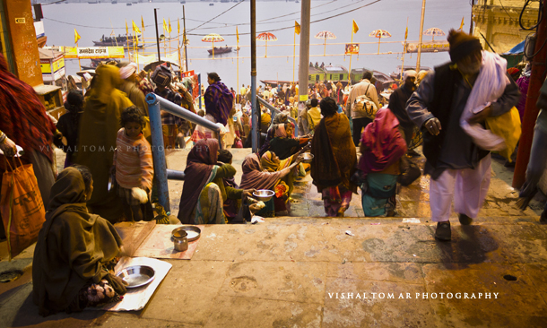 beggars galore - too many beggars at pilgrimages, Varanasi is no different.